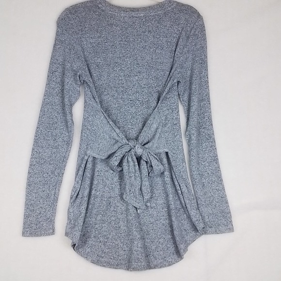 Anthropologie Womens Tunic Sz S‎ Heather Gray Knit Top Long Sleeve Waist Tie - Picture 2 of 14